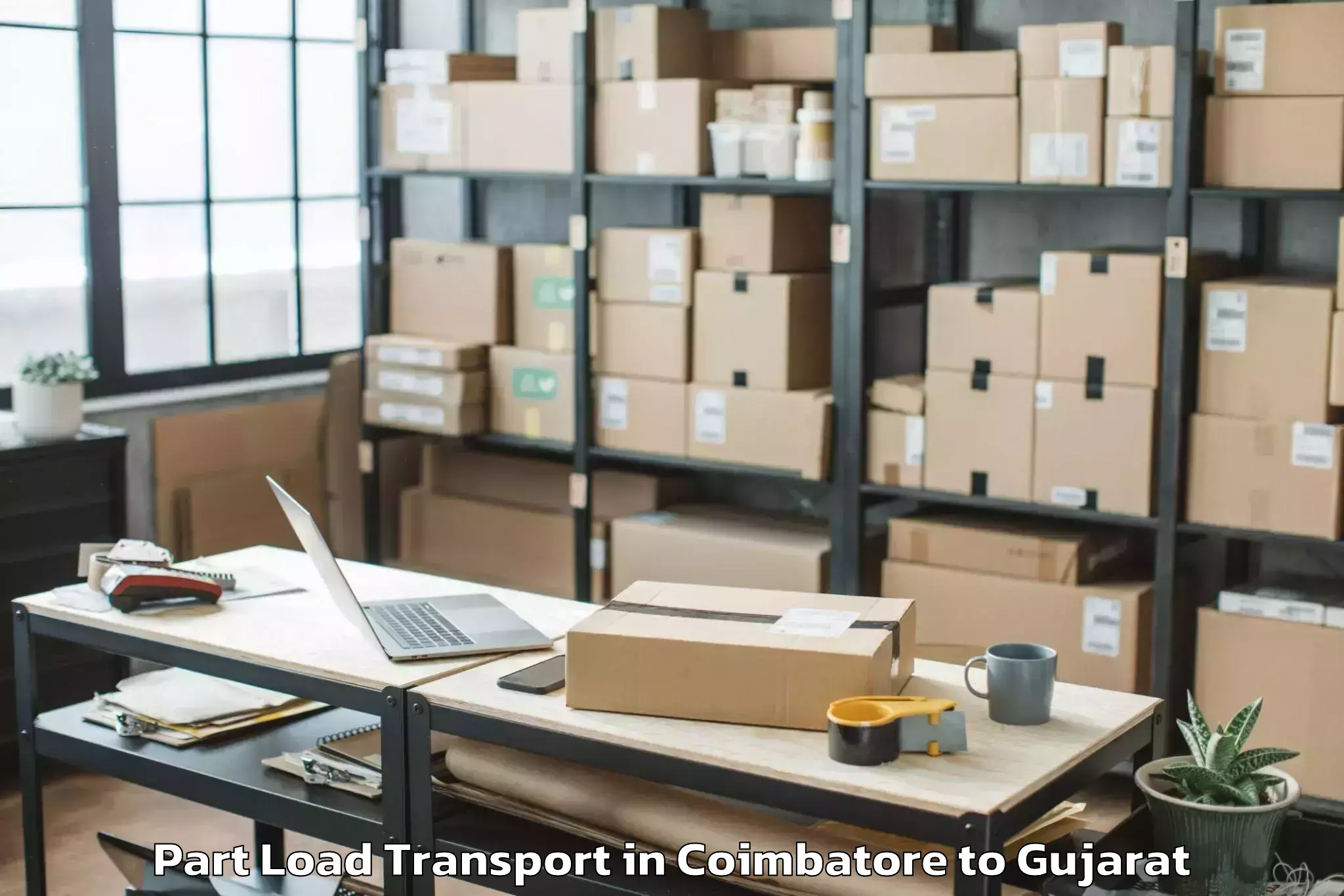 Coimbatore to Khambhaliya Part Load Transport Booking